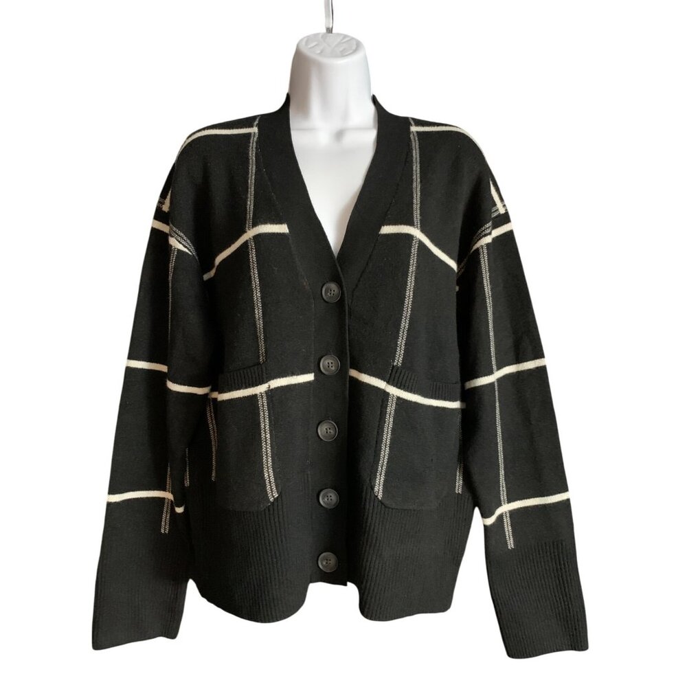 A New Day Womens Black Plaid Button-Up Cardigan Sweater With Pockets Size Small - Picture 13 of 14